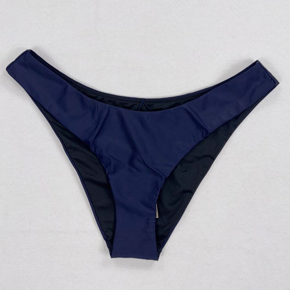 J Crew Curved Waist Cheeky Bikini Bottom Women's Medium Navy Blue